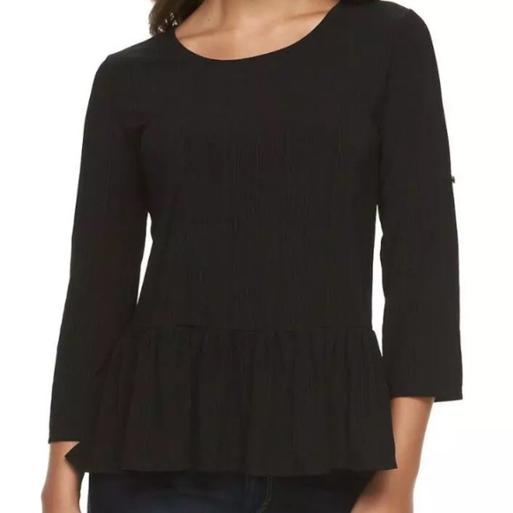 Apt 9 Black Peplum Blouse Size Small NEW